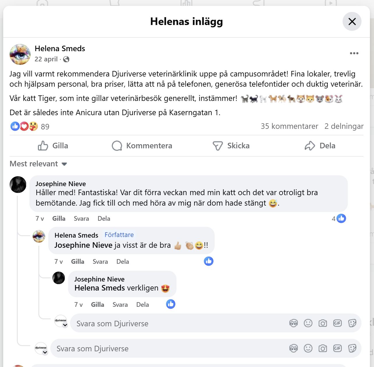 Helenas positiva inlägg